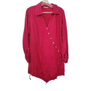 Soft Surroundings Washed Tencel Wrap Tunic Top Size Large Magenta Pink